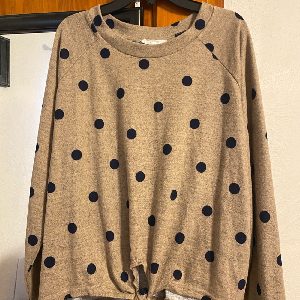 Size  medium, navy blue polkadot sweater